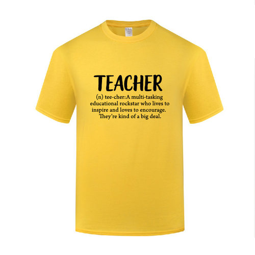 新款短袖圆领棉T恤男宽松大码 Teacher Definition 教师礼物感恩