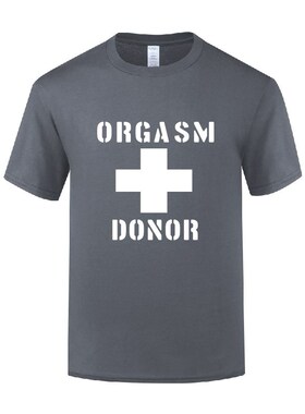 新款创意短袖圆领棉T恤男宽松大码 Orgasm Donor 滑稽搞笑