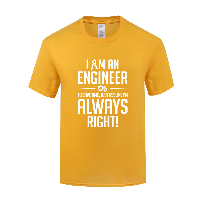 搞笑趣味短袖圆领棉T恤男宽松 工程师英文字母I'm Always Right