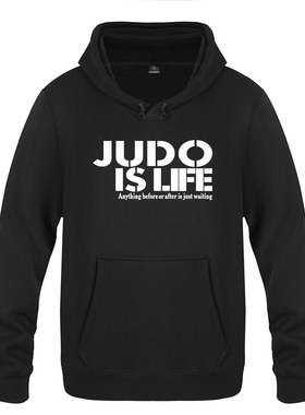 抓绒男式连帽卫衣 Judo is Life 柔道运动训练服 简约字母