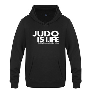 抓绒男式连帽卫衣 Judo is Life 柔道运动训练服 简约字母