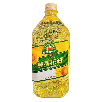 中国台湾原装进口桂格得意的一天纯葵花油100%3L*1瓶装家庭装佳选