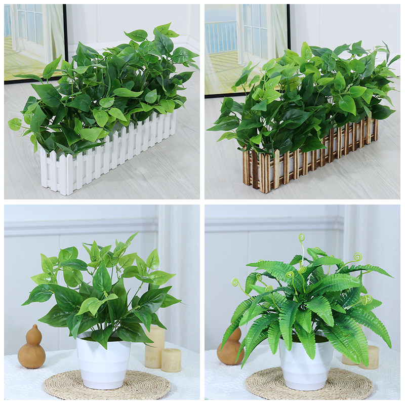木栅栏绿萝套装假植物隔断花槽装饰摆件窗台墙角室内花艺摆件盆栽