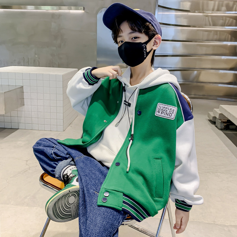 소년 봄 가을 재킷 2024 새로운 스타일 서양 캐주얼 아동 야구 유니폼 패션 중년 및 노년층 아동 봄 가을 재킷 거리를 강타