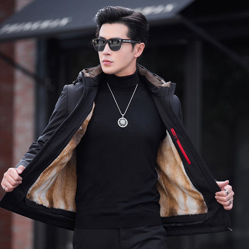 冬季男款海宁貂皮可拆卸内胆派克服水貂皮草外套短款整貂皮毛一体