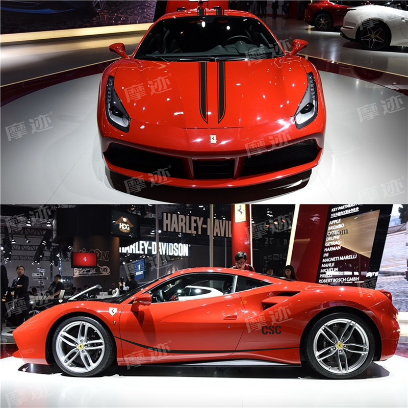法拉利488车贴拉花 F8 pista 599 458 F12跑车改装饰车身机盖贴纸