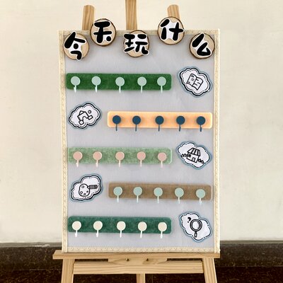 幼儿园区域进区卡我想玩墙面环创材料挂钩区角签到打卡牌喝水区