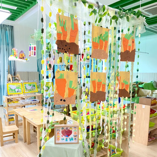 幼儿园环创隔断吊饰大班美工区投放材料班级布置教室走廊空中装饰