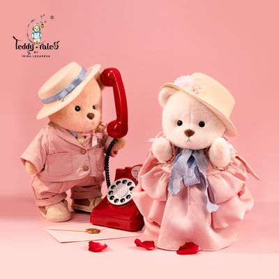 TeddyTales莉娜熊西式婚礼压床娃娃情侣订婚玩偶粉色新婚告白礼物