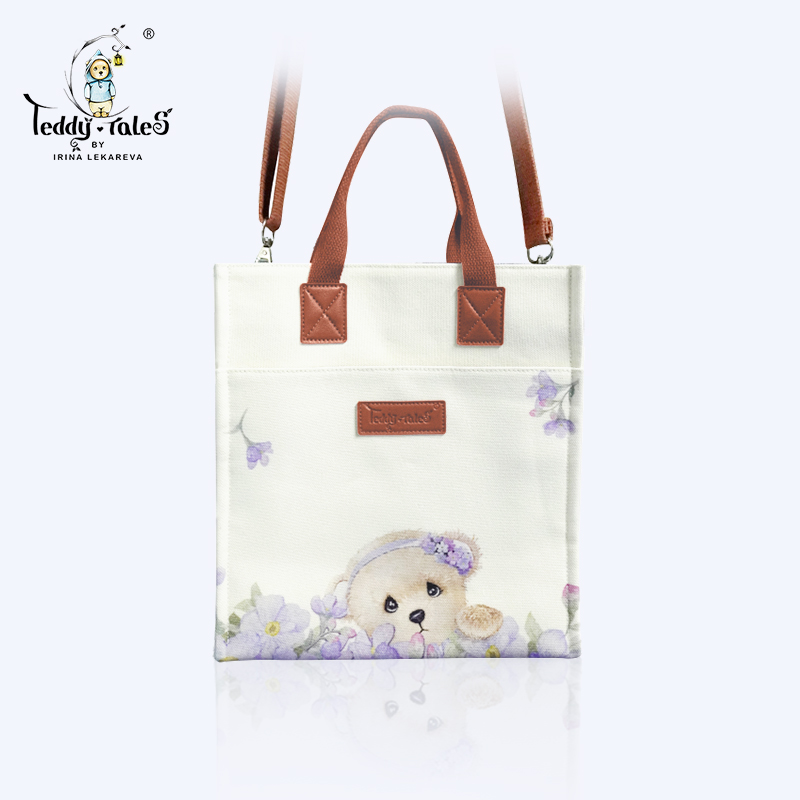 TeddyTales莉娜熊勿忘我帆布斜挎包背包