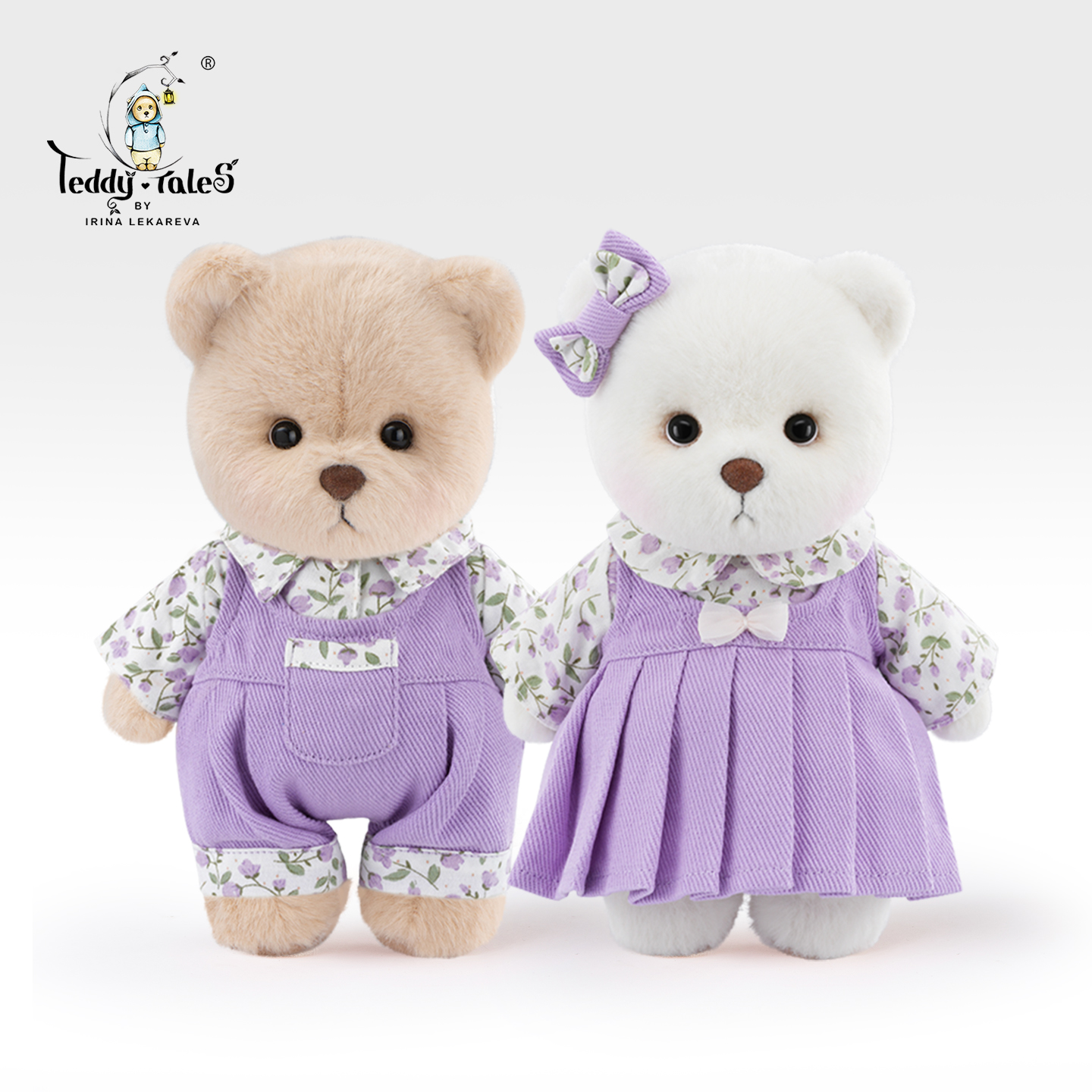 TeddyTales莉娜熊浪漫紫罗兰碎花裤子套装小号娃衣棉花娃娃着替