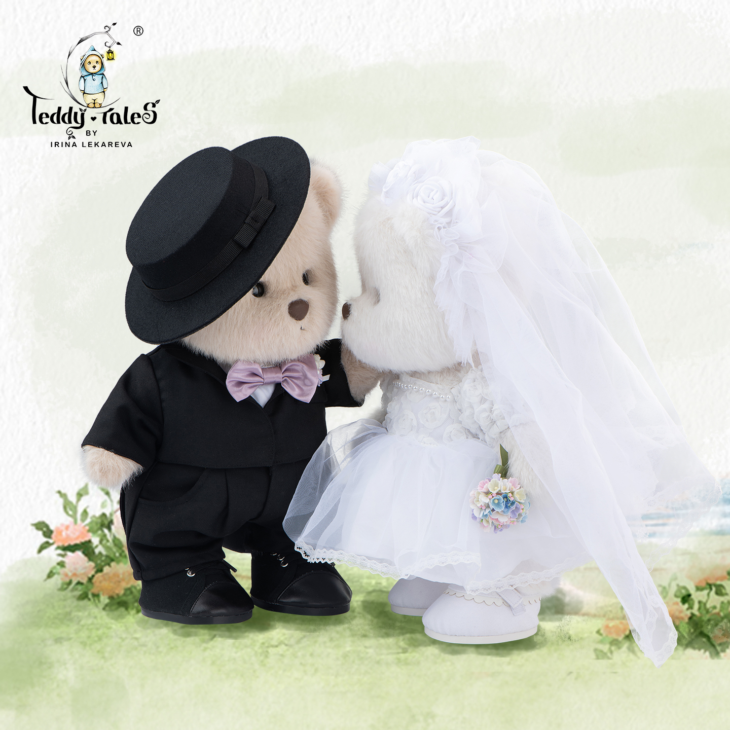 TeddyTales莉娜熊罗曼蒂克婚庆公仔压床娃娃套装女生结婚礼物