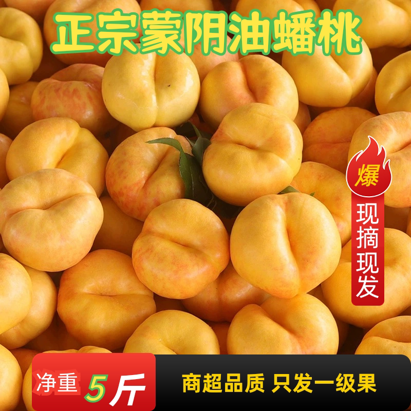 山东蒙阴黄油蟠桃彩虹蟠桃脆甜多汁沂蒙山蜜桃应季水果
