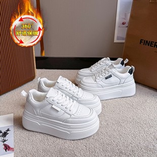 百搭舒适透气小白鞋 真皮厚底增高6公分秋冬女2025新款 小个子时尚