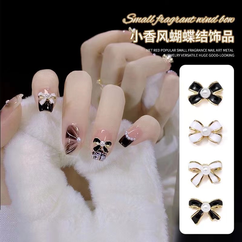 美甲小香风蝴蝶结合金饰品