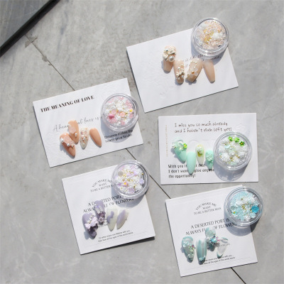 爆款立体蝴蝶结混搭珍珠小钢珠玫瑰花指甲钻美甲山茶花材料包饰品