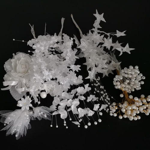 花海大世界diy手工配件仿真花发饰材料团扇流苏吊坠白色满天星 - 封面