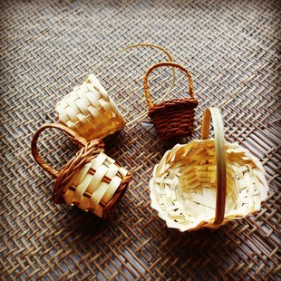 手工编制柳编藤编竹编zakka拍照写真道具迷你小花篮小篮子小草帽