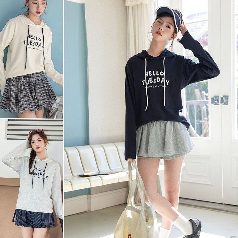 骄骄虎2026春季新款女大童卫衣时尚初中生打底连帽上衣T恤衫9026