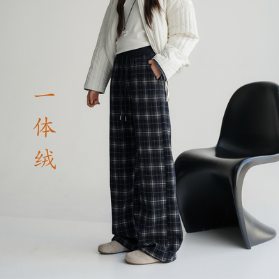 骄骄虎加绒格子裤2025冬季新款女大童加厚青少年保暖直筒裤7540