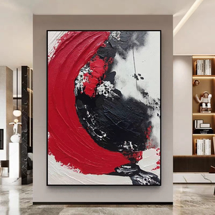 油画客厅挂画手绘《鸿运升腾》玄关背景墙肌理画大芬村餐厅装饰画