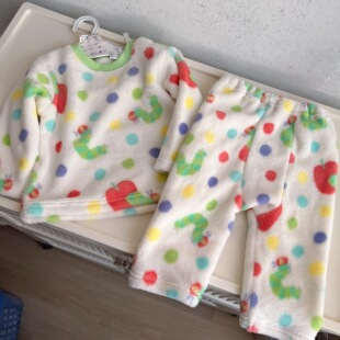 毛毛虫冬款儿童家居服套装男童女童珊瑚绒长袖长裤睡衣