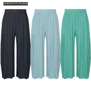 三宅艺创2026春夏装新款裤子简约直筒裤褶皱舒适小众百搭休闲长裤