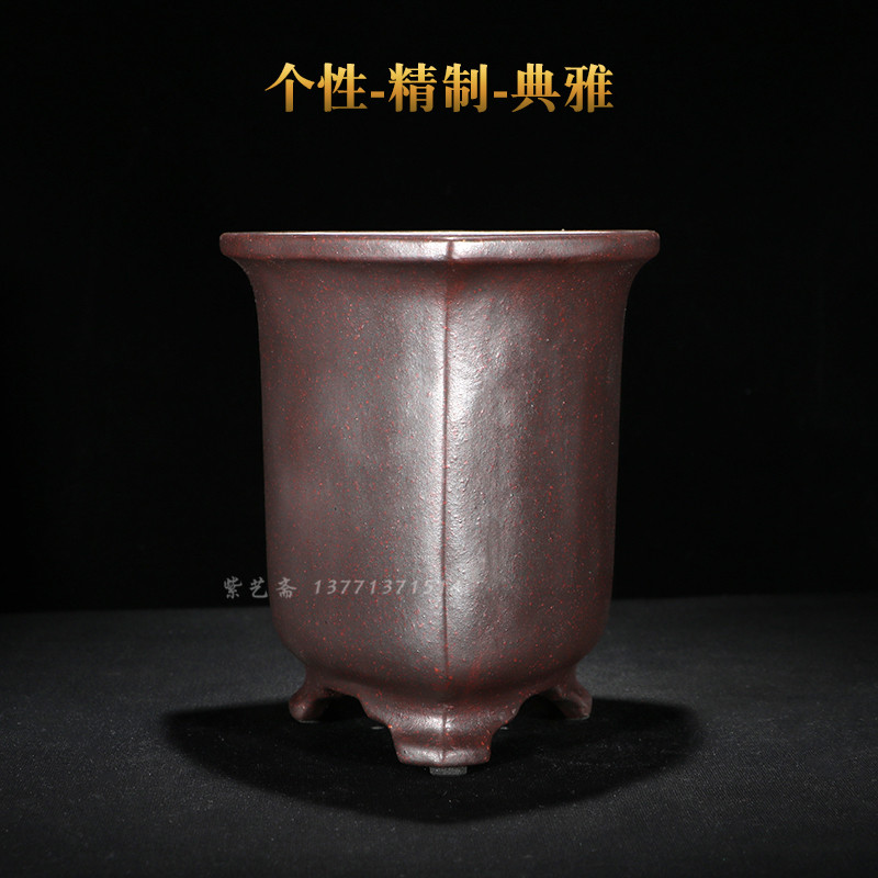 花盆陶瓷精品古典摆件高档多肉盆景菖蒲盆创意三角盆包邮紫砂花盆