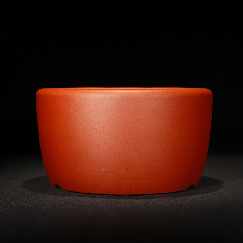 紫砂花盆圆形简约陶瓷绿植精品手工盆景多肉桌面创意个性特价包邮