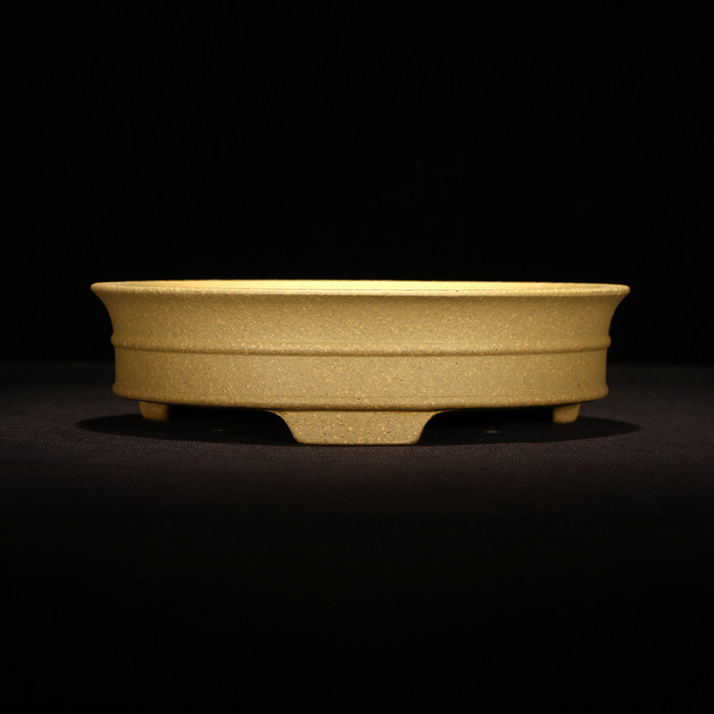 紫砂花盆简约陶瓷多肉肉菖蒲植物小花盆器三色浅盆圆形盆景假山盆