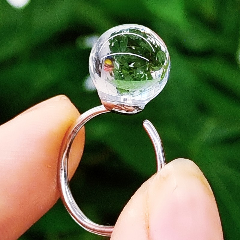 天然白水晶戒指女款转运珠指环百戒指/戒面