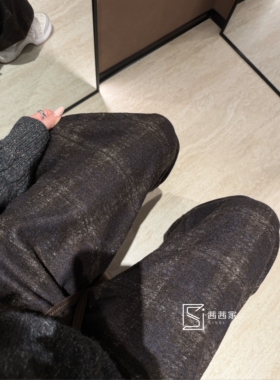意大利代Fari复古格纹羊毛裤女休闲裤小个子休闲阔腿裤显瘦直筒裤