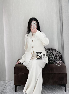 意大利代 FARI 25春夏新款女士羊绒裤直筒裤休闲裤显瘦百搭长裤子