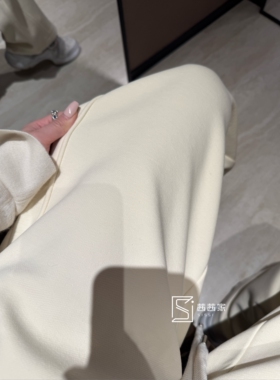 意大利代Fari卫裤加绒加厚休闲裤女高腰显瘦直筒裤宽松阔腿裤长裤