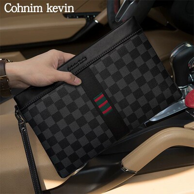 Cohnim kevin男士手包轻奢名牌高档手拿包休闲潮牌真皮手抓信封包