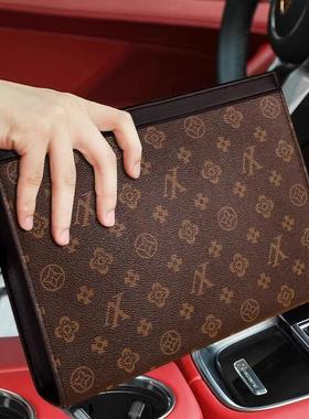 M LV欧美新款包男士真皮大容量手拿包商务休闲牛皮手抓信封通用包