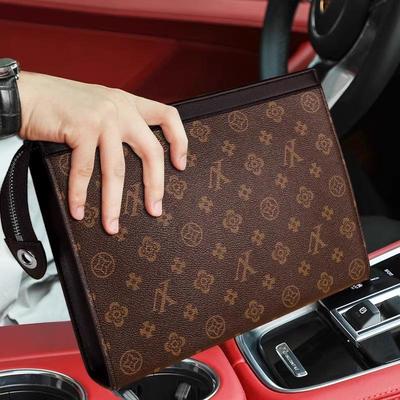 M LV欧美新款包男士真皮大容量手拿包商务休闲牛皮手抓信封通用包