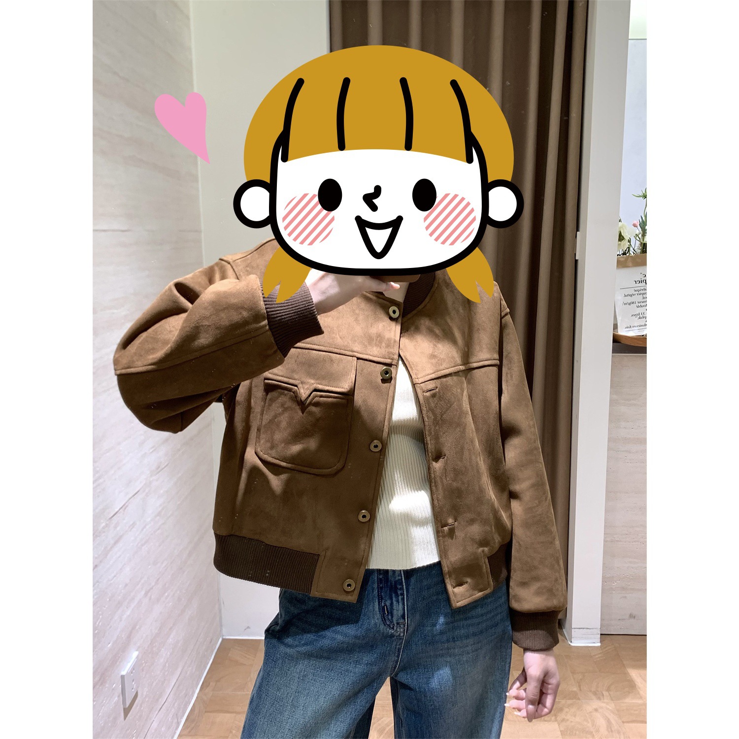 美式复古麂皮绒棒球服外套女2025秋季新款小个子短款机车服夹克衫