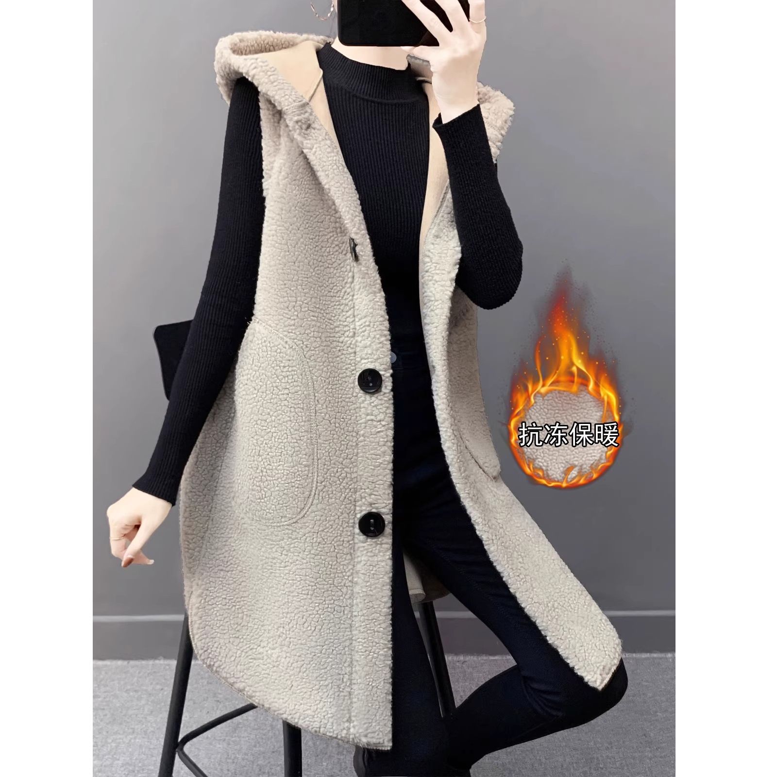 加大码泡泡绒马甲女秋冬