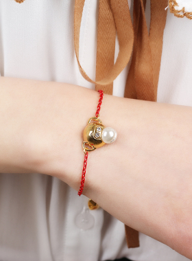 韩配饰珍珠可爱小猴子手链女红