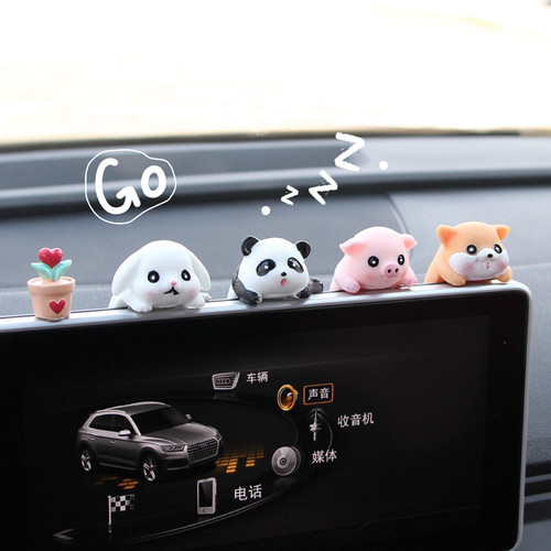 卡通汽车显示屏趴趴摆件