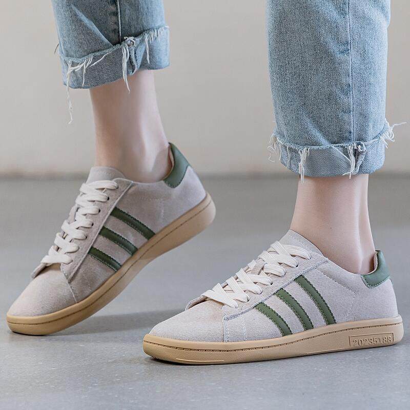 斯美高真皮软底阿甘鞋女春2023新款百搭透气显脚小轻便平底板鞋潮