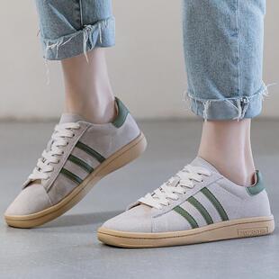 斯美高真皮软底阿甘鞋女春2023新款百搭透气显脚小轻便平底板鞋潮