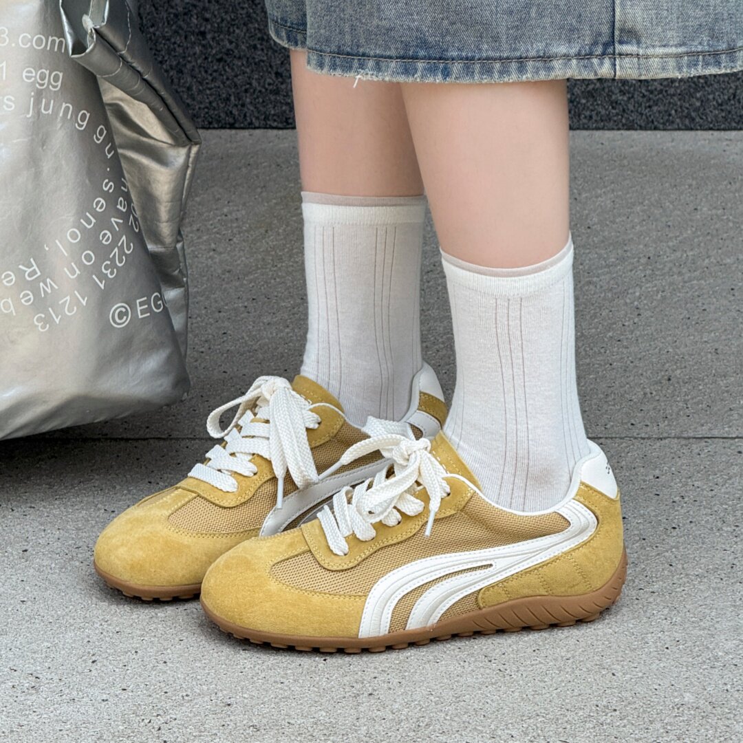恋典真皮显脚小德训鞋女2026夏季新款轻便透气舒适百搭休闲运动鞋