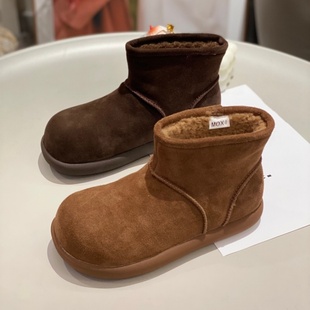保暖百搭舒适轻便休闲加绒圆头棉鞋 新款 短靴 2025年冬季 雪地靴女款