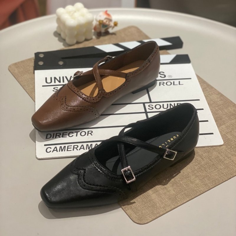 复古风方头玛丽珍鞋女2026搭扣交叉带浅口平底单鞋舒适防滑通勤鞋,女鞋,时尚休闲鞋,淘宝优惠券,粉丝福利购,淘宝优惠卷