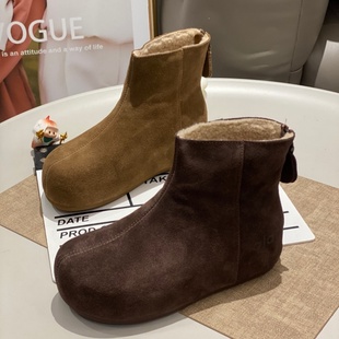 时尚 新款 百搭舒适加绒轻便复古圆头短靴 2025年冬季 切尔西短靴女款