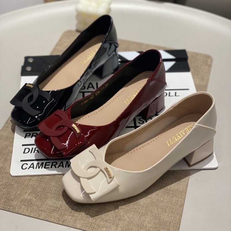 2025春夏新款时尚舒适百搭浅口低跟方口鞋单鞋女粗跟中跟方头女鞋,女鞋,浅口单鞋,淘宝优惠券,粉丝福利购,淘宝优惠卷