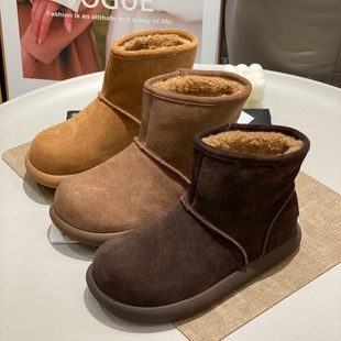 百搭舒适轻便休闲圆头厚底加绒保暖棉靴 时尚 雪地靴女款 2025年新款