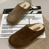 休闲百搭舒适拖鞋 新款 女 女2025秋季 真皮厚底复古风博肯包头拖鞋